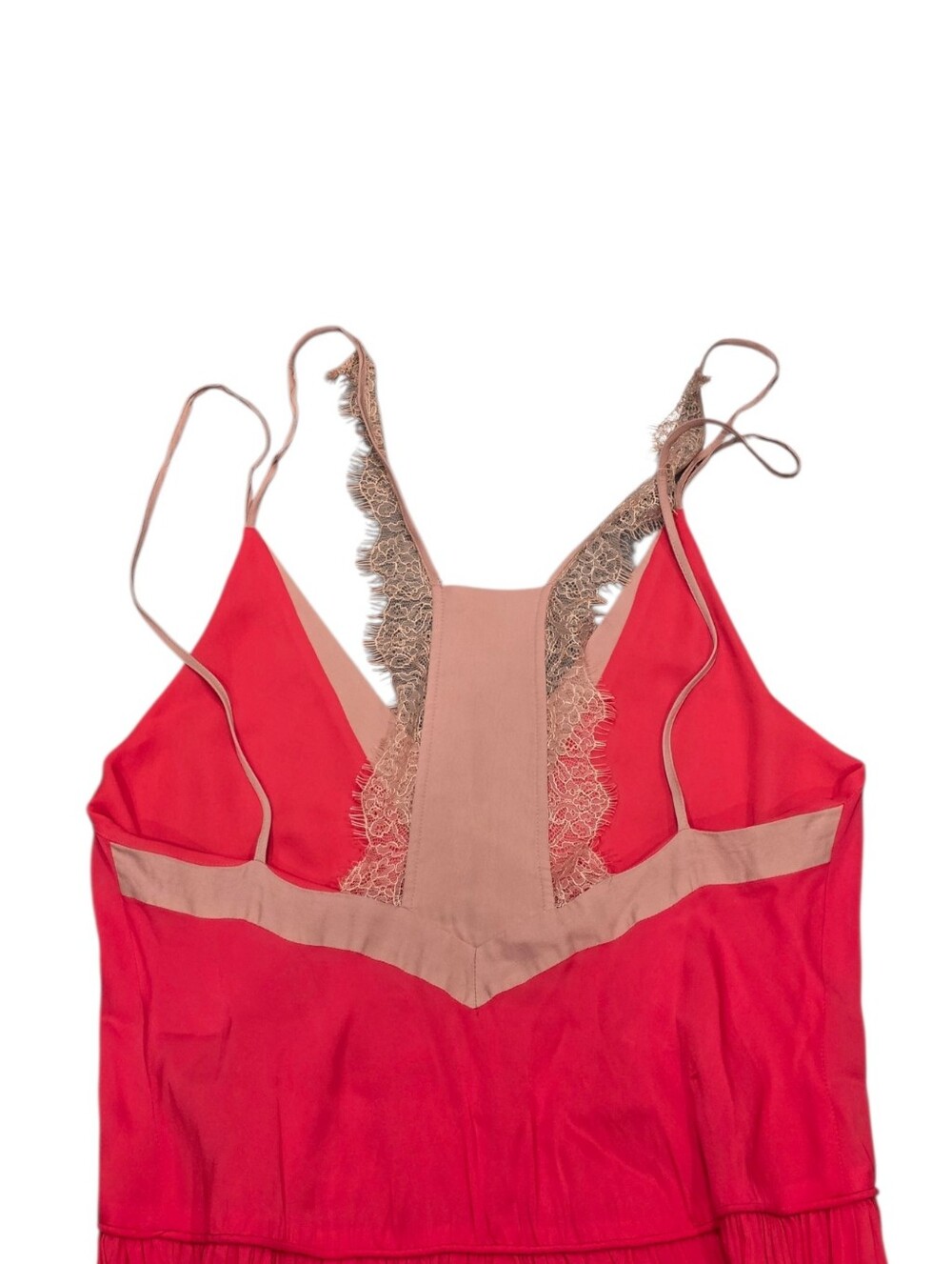 ​REISS Henley Romantic Lace Cami Midi Dress in Coral Red EU38/US 6 - Picture 8 of 15
